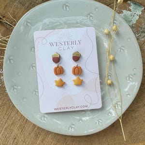 Mini fall stud pack, Halloween stud pack, polymer clay earrings, clay earrings, clay studs, fall clay studs, pumpkin studs