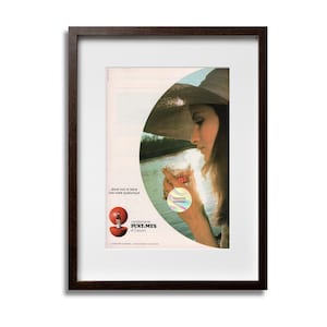 Manifesto pubblicitario anni '60 Rivista italiana Ritaglio originale Aperitivo PUNT e MES Carpano 25x15 cm Arte da parete Regalo da collezione
