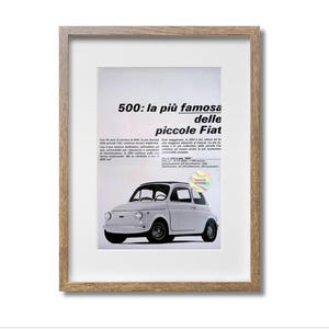 Manifesto pubblicitario FIAT Car Ad Originale Ritaglio di rivista 1972 Italiano Anni '70 36x26 cm Home Office Decor Regalo Collezionabile