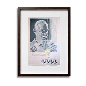 Odol Original 1944 Italienisches Zeitschriften-Werbeplakat 32x25 cm Vintage 1940s Zahnpasta-Werbung Frameable Wandkunst Geschenk Sammlerstück