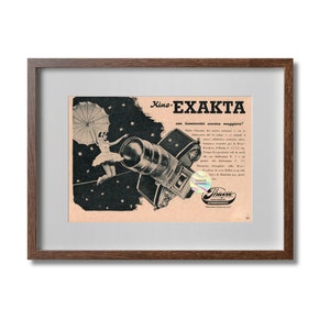 Cartel publicitario Cámara Exakta 1941 Revista original Recorte Impresión italiana 18x25 cm Vintage Wall Art Home Office Decoración Regalo Coleccionable