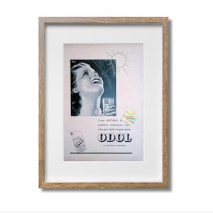 Afiche publicitario de pasta de dientes ODOL de 1943, recorte de revista original, 36 x 26 cm, decoración publicitaria italiana vintage, regalo coleccionable