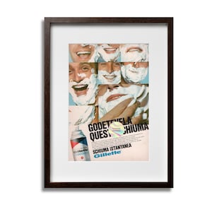 Manifesto pubblicitario originale 1968 ritaglio di rivista italiana GILETTE schiuma da barba 1960s annuncio 25x17 cm casa ufficio pub arredamento regalo da collezione