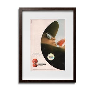 Cartel publicitario de la revista italiana de los años 60, recorte original Aperitivo PUNT e MES Carpano, 25 x 15 cm, regalo de arte de pared coleccionable