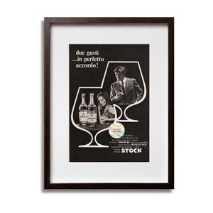 Manifesto pubblicitario originale anni '60, ritaglio di rivista italiana Brandy STOCK 25x15 cm, decorazione per casa, ufficio, pub, regalo, da collezione