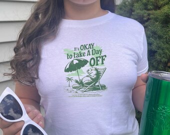 Day Off Baby Tee, Mini day off Girl Shirt, Meme gift for her, Coquette, Y2k, 90s Clothing, Pinterest Aesthetic Vintage Baby Tee Y2k Baby Tee