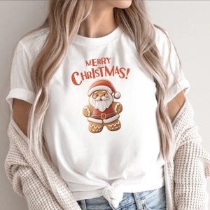Chemise père Noël en pain d'épice Chemise de Noël mignon bonhomme en pain d'épice Tshirt femmes vacances T Shirt hiver Tee cadeau pour Baker Noël haut tee vintage