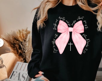 Christian Shirts, Coquette Christian Shirt, Coquette Mommy Shirt Bible Verse Pink Bow Shirt, Women's Inspirational Shirt, Proverbs for Women