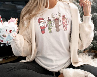 T-shirt Christmas Obsessive Cups Xmas OCD T-shirt, Tumbler T-shirt kerst, T-shirt T-shirt trendy dames - Thirst Quencher Cup Retro Obsessive Cup