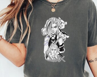 Jinx Arcane T-Shirt, Fan Gift for Anime Fans, Unisex Vintage Streetwear, League of Legends, Anime Apparel fanmerch, Gamer Tee Streetwear