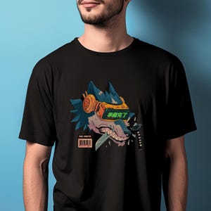 T-Shirt Cyberpunk Pets T-shirt, Cyberpunk Style Unisex Japan, Anime Lover shirt, Japanese Wolf, Cyber punk Design Apparel, Kawaii Sweatshirt