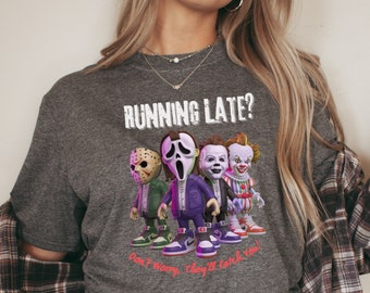 Skräckfilmströja, Scary Movie T-shirt, Vintage Meyers Halloween-grafik T-shirt, Fredagen den 13:e T-shirt, Rolig skräckmeme T-shirt