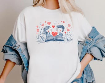 Lovers of books in love For Valentines Day T-Shirt, Gift for Librarian, Bookworm Shirt, Valentines Day Gift, Reading Book Lovers Sweatshirt