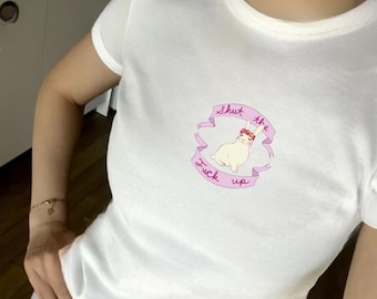 Shut the - fuck up Baby Tee, Cute Baby T for Girls, Girly Cute Baby Tee, STFU Y2k Baby Tee, 90s baby tee, Y2K Funny Sayings Sarcastic Tee