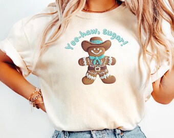 Gingerbread Сowboy Shirt Cute Gingerbread Hoodie Winter Tee Christmas Shirt Gingerbread Man Tshirt Women Holiday T Shirt Gift for Baker