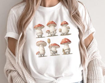 Vintage Mushrooms T-Shirt, Aesthetic Mushroom Shirt, Funny Botanical T-shirt, Cottagecore  Mushroom Hunting Tee, Funny Tee Gift for Grandma