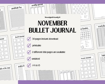 November Bullet Journal | November Planner | Organiser | Minimalistic | Notebook | Bullet Journal | Printable | PDF | November Template