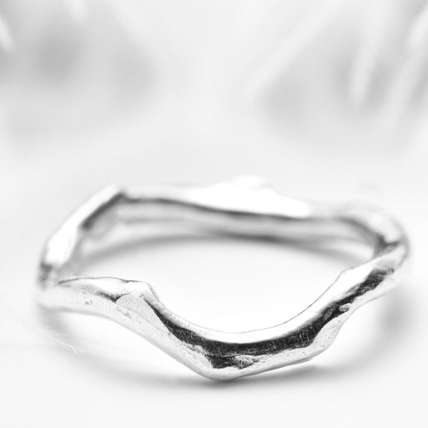 Stacking silver ring - Organic coral branch inspired band - Shipwrecked in Heaven