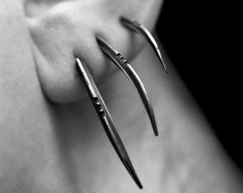 TRIS: Scythe statement earrings, set of 3, sterling silver - Joanna Szkiela x Ovate collab