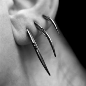 TRIS: Scythe statement earrings, set of 3, sterling silver - Joanna Szkiela x Ovate collab