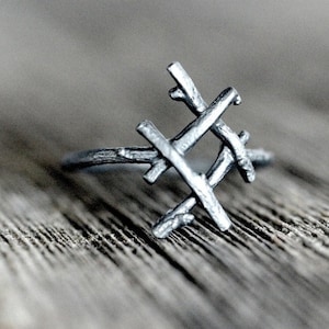 INGUZ Rune Ring, sterling silver twigs True Love, Harmony, Fertility image 1