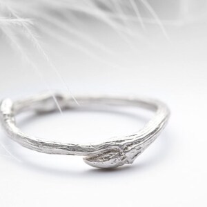 twig wedding band set, sterling silver branch rings Elvish You Belong Together image 2