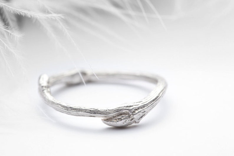 twig wedding band set, sterling silver branch rings Elvish You Belong Together image 2