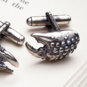 Cancer Zodiac Mens sterling silver cufflinks Crab claw Wedding gift cufflinks image 1