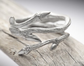 Elvish Twine sterling silver twig ring - stacking ring - RedSofa jewelry