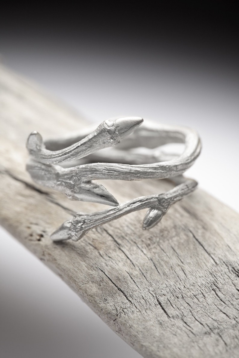 Elvish Twine sterling silver twig ring stacking ring RedSofa jewelry image 1
