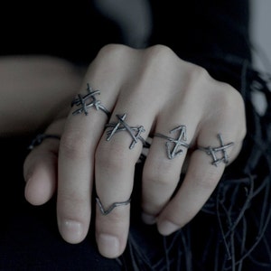 Rune Rings, set of 6, sterling silver twig rings Joanna Szkiela x Ovate collaboration image 1