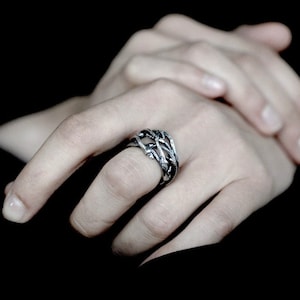 Elvish Nest - statement ring - silver twig ring - RedSofa jewelry