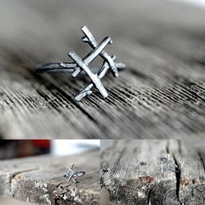 INGUZ Rune Ring, sterling silver twigs True Love, Harmony, Fertility image 3