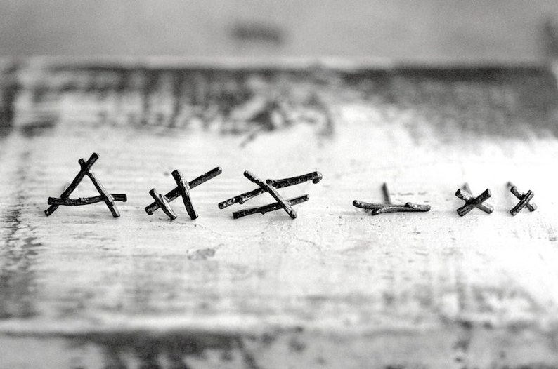 Norse Code earring studs, sterling silver twigs: set of 6 viking mismatched set of earrings posts image 3