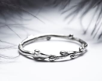 14k white gold skinny stacking ring - twig wedding band - In Her Dreams - RedSofa jewelry