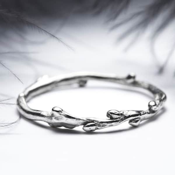 14k white gold skinny stacking ring - twig wedding band - In Her Dreams - RedSofa jewelry