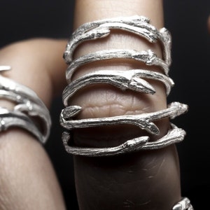 Elvish bands, set of 3 sterling silver twig stacking rings RedSofa jewelry image 1