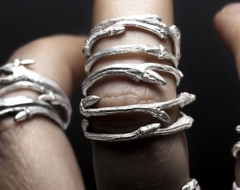 Elvish bands, set of 3 sterling silver twig stacking rings - RedSofa jewelry