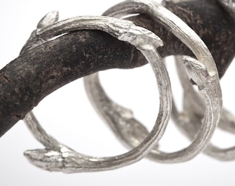 organic sterling silver twig stacker ring: Elvish band - RedSofa jewelry