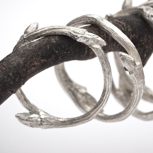 organic sterling silver twig stacker ring: Elvish band - RedSofa jewelry