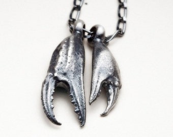 Cancer Zodiac : Crab Claw necklace in sterling silver- Together Forever - RedSofa jewelry