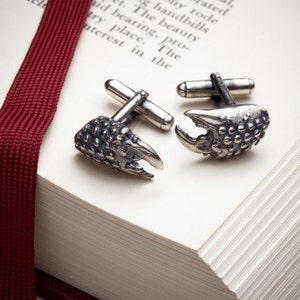 Cancer Zodiac Mens sterling silver cufflinks Crab claw Wedding gift cufflinks image 3