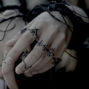 Rune Rings, set of 6, sterling silver twig rings Joanna Szkiela x Ovate collaboration image 2