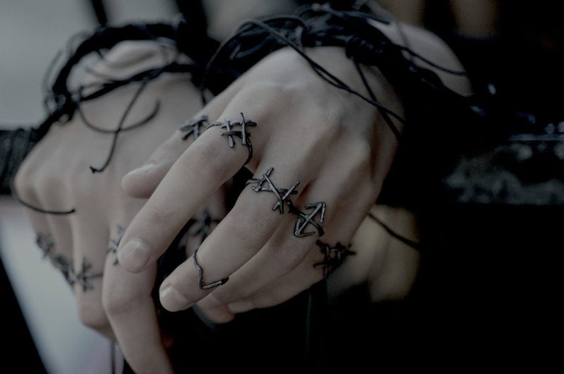 Rune Rings, set of 6, sterling silver twig rings Joanna Szkiela x Ovate collaboration image 2