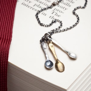 Peches Mignons: a spoonful of guilty pleasures, sterling silver and bronze spoons, RedSofa jewelry