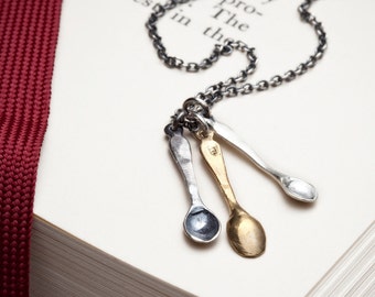 Peches Mignons: a spoonful of guilty pleasures, sterling silver and bronze spoons, RedSofa jewelry
