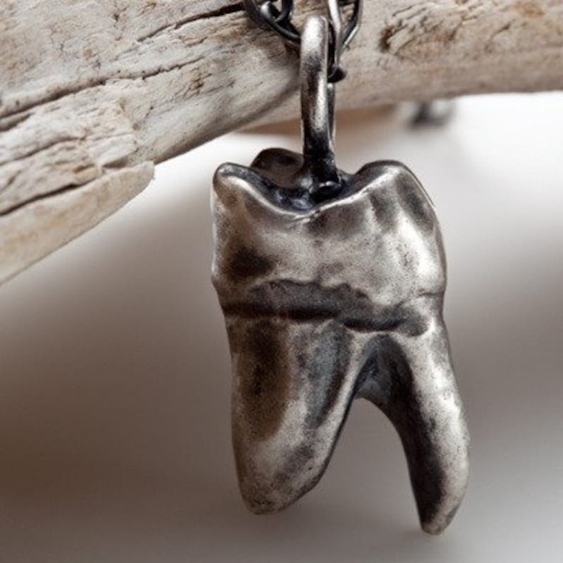 The Molar Tooth Sterling Silver Pendant Necklace Redsofa Etsy