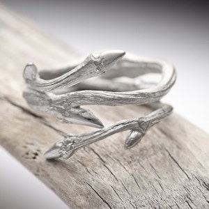 Elvish Herkimer Diamond ring: twigs and natural crystal stone engagement ring image 3