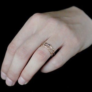 Black diamond 14k rose gold rings engagement and wedding band set In Her Dreams image 5