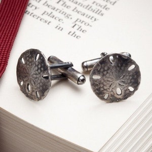 mens sterling silver cufflinks - Sand Dollar cufflinks - White Sands - RedSofa jewelry